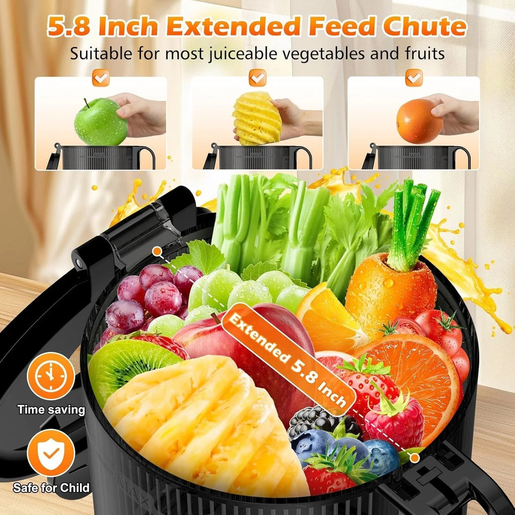 Juicer Machines with 5.8 Large Feed Chute Cold Press Juicer Slow Masticating juicer