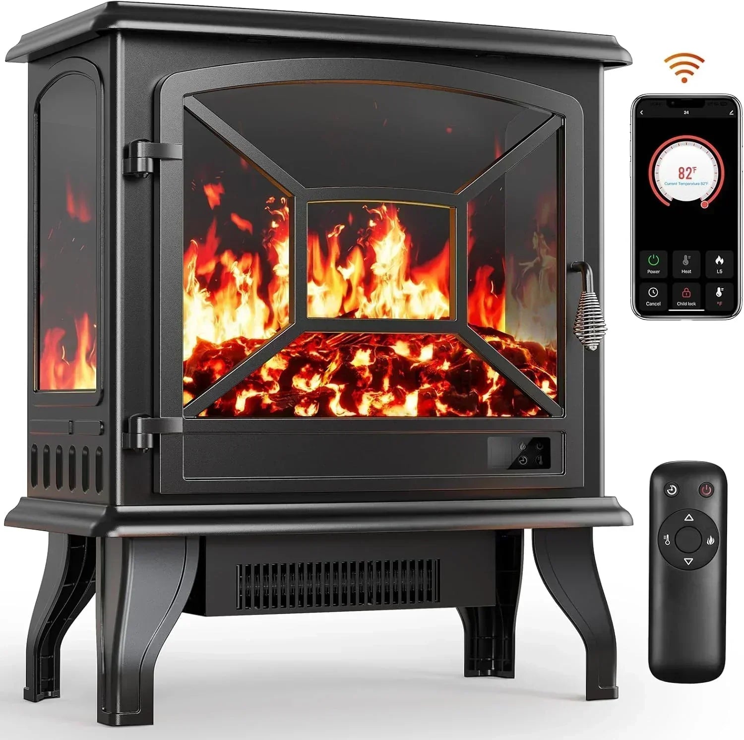 50 Smart Electric Fireplace 5300 BTU Heat Output Wall-Mount Built-In Electric Fireplace