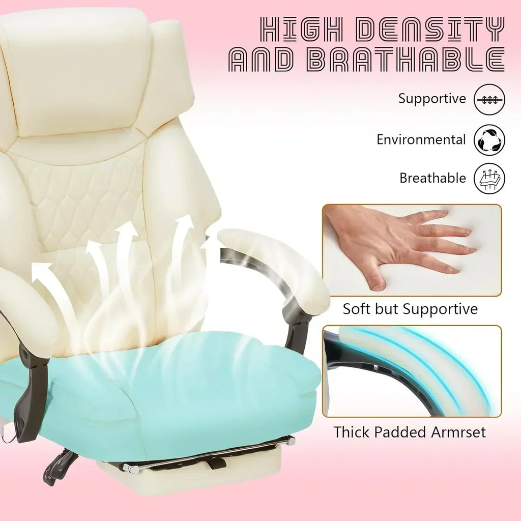 Massage Office Chair with Footrest 6 Point Vibration and Heating Home Office Desk Chair