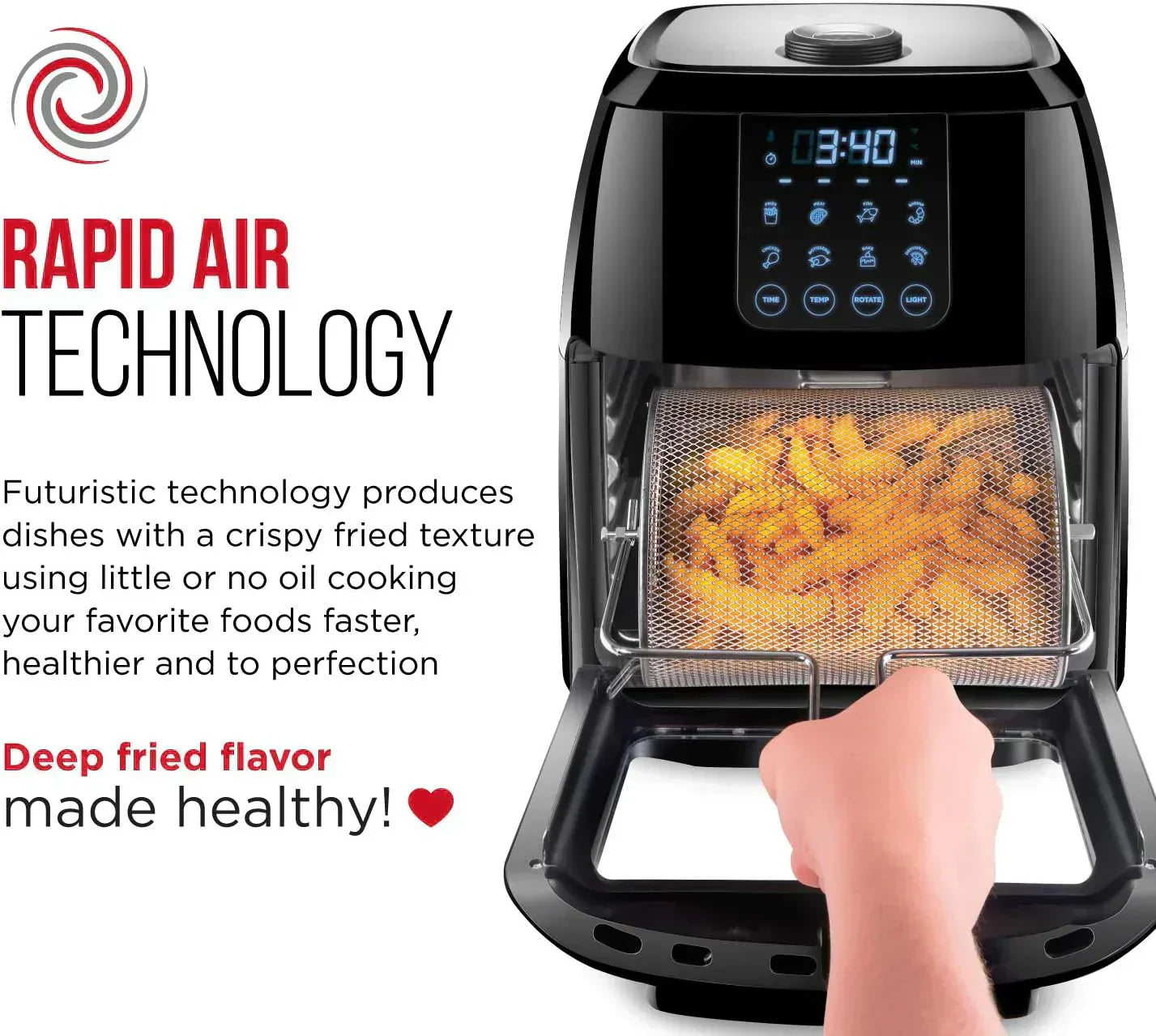 Chefman Compact 6.3-Quart Digital Air Fryer with Rotisserie Dehydrator and Convection Oven