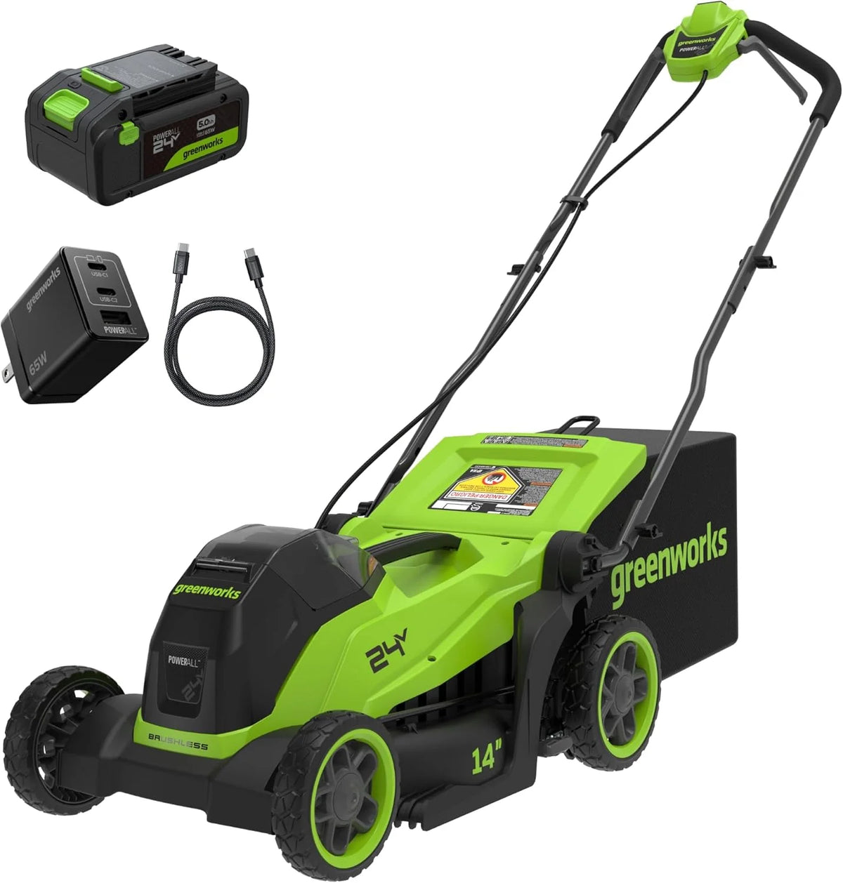 Greenworks 24V 13 Brushless Cordless Lawn Mower with 4.0Ah Battery & Charger