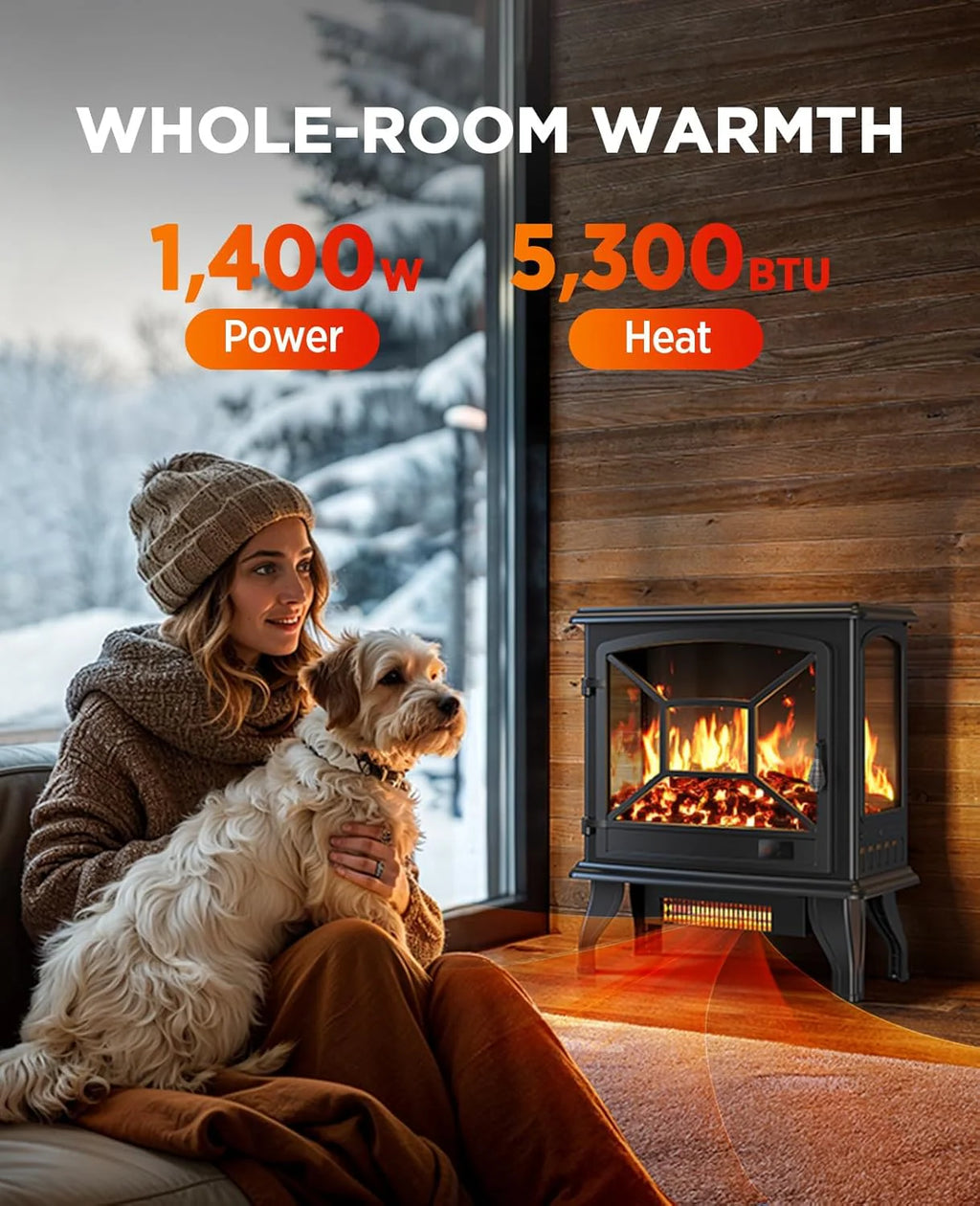 50 Smart Electric Fireplace 5300 BTU Heat Output, Ultra-Slim Wall-Mount or Built-In Electric Fireplace