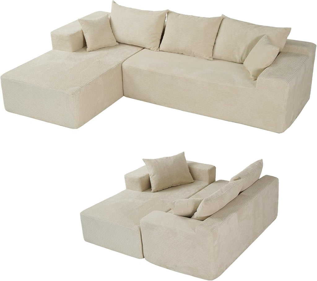 Cloud sofa with L-shaped lounge chair modern modular sofa with deep seats