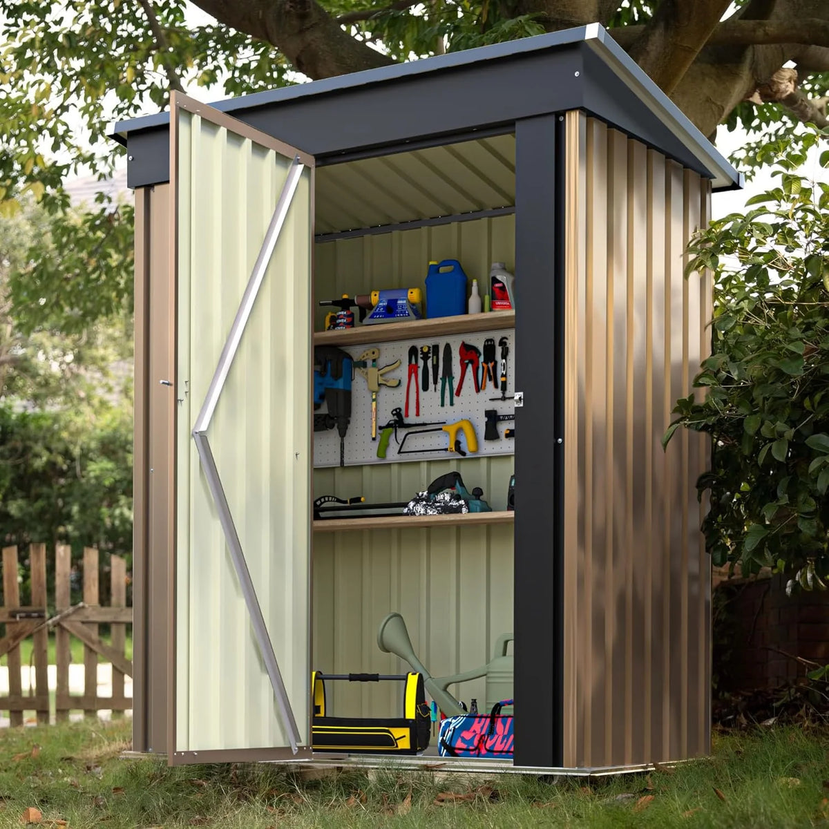 Devoko Outdoor Storage Shed 5 x 3 ft Lockable Metal Garden Shed Steel Storage