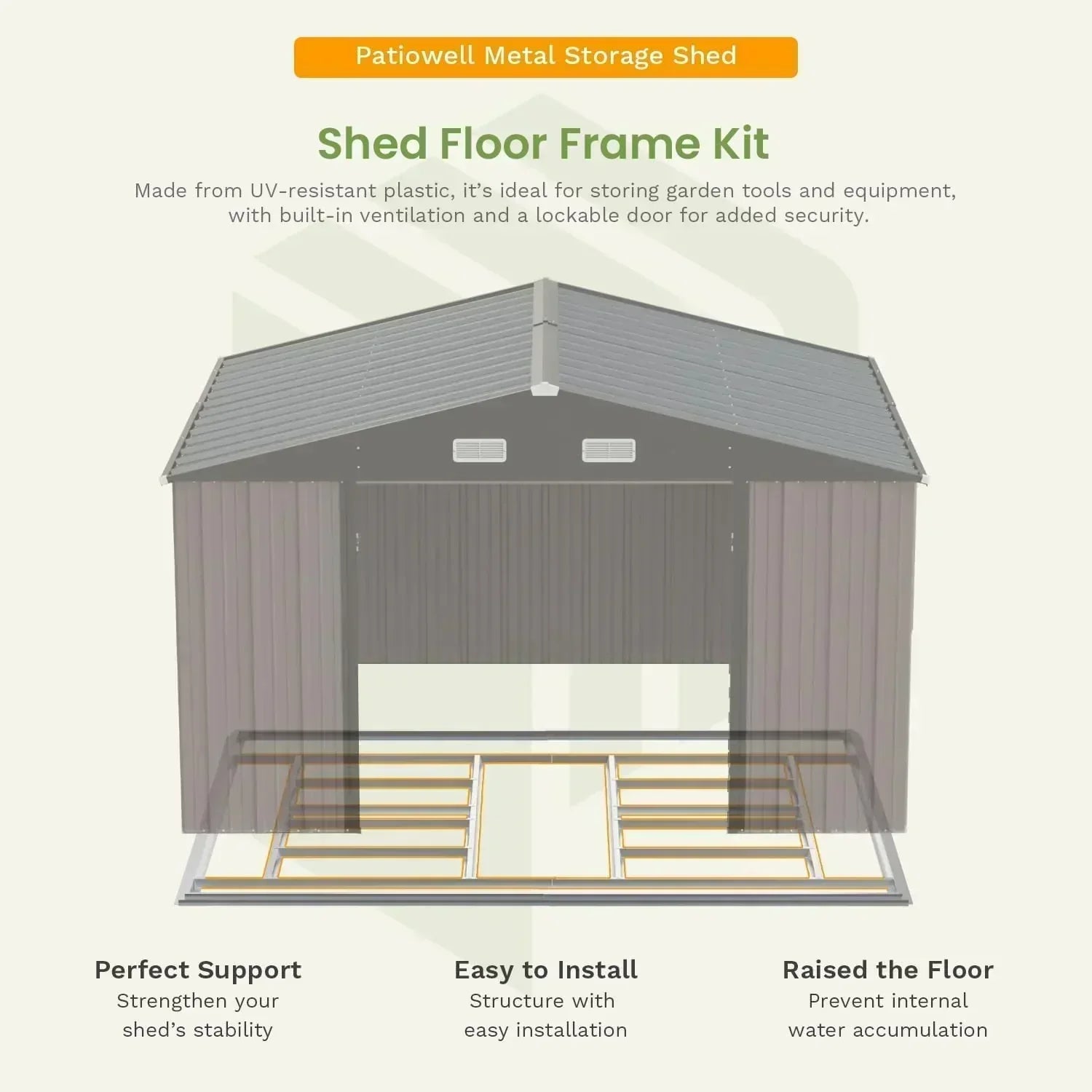 Patiowell 5x3 FT Outdoor Storage Shed Tool Shed with Sloping Roof and Lockable Door Metal Shed
