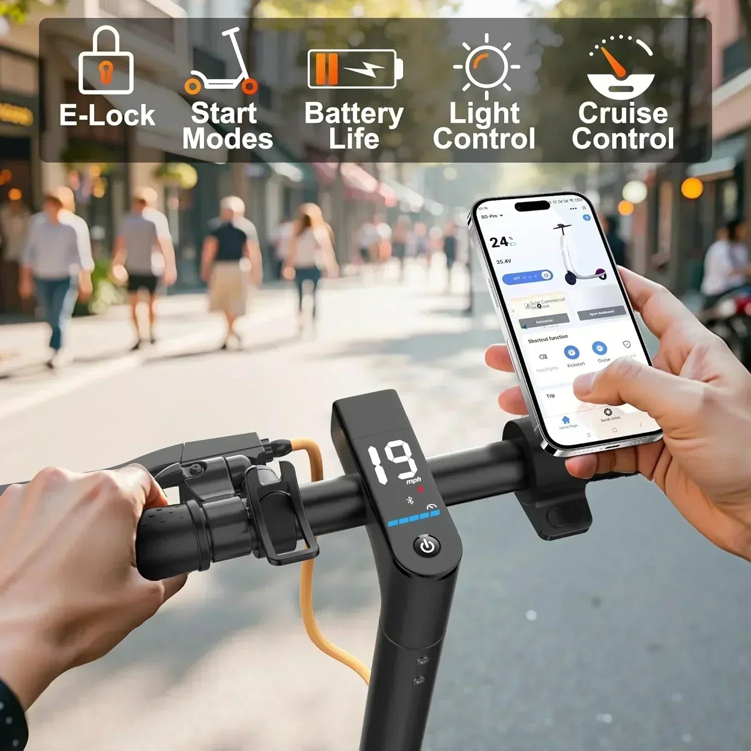Electric Scooter 350W/500W Motor Top Speed 19/22 mph Max 16/23/28Miles Ranges Foldable E Scooter