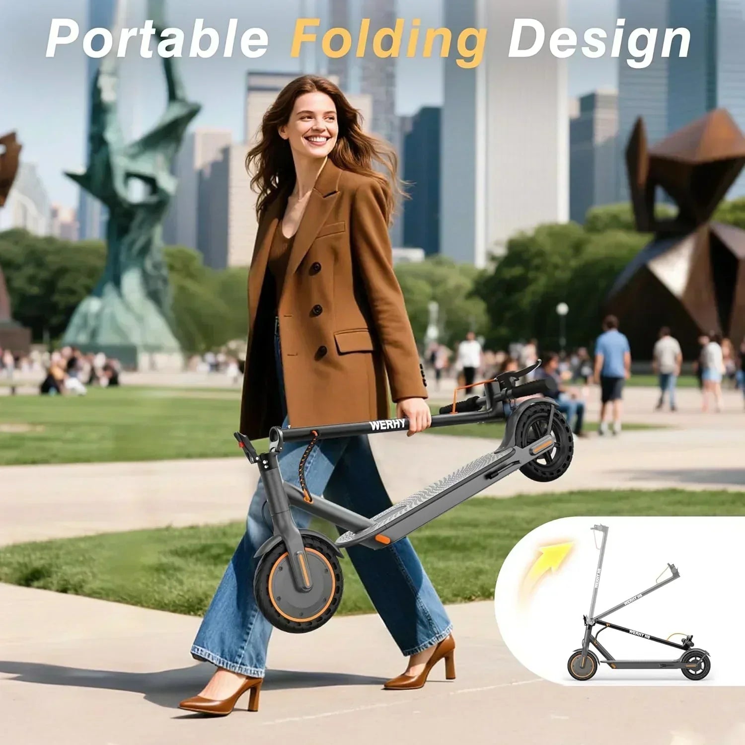 Electric Scooter 350W/500W Motor Top Speed 19/22 mph Max 16/23/28Miles Ranges Foldable E Scooter