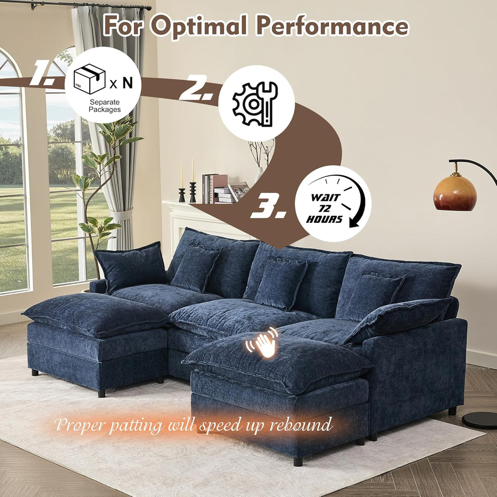 108 Inch U Shape Sofa Sectional Sofa Comfortable Cloud Sofa Living Room Deep Seat Sofa