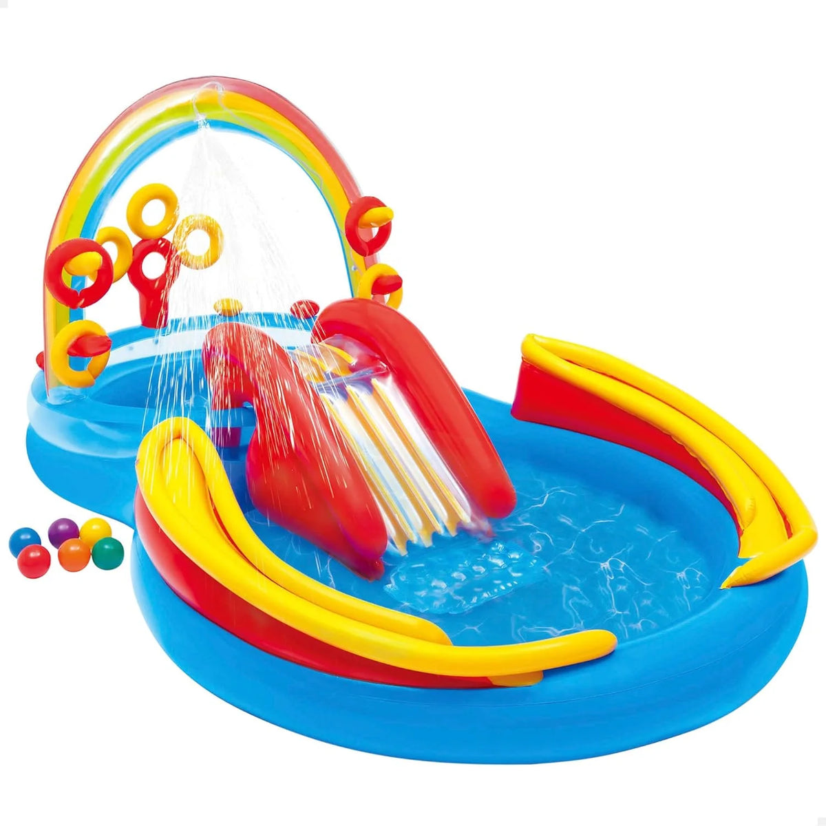 Intex 96 x 78 x 28 Inflatable Jungle Adventure Play Center Spray Kiddie Pool - Backyard Kids Water Slide, Outdoor Blow-Up Splash Pad for Toddlers