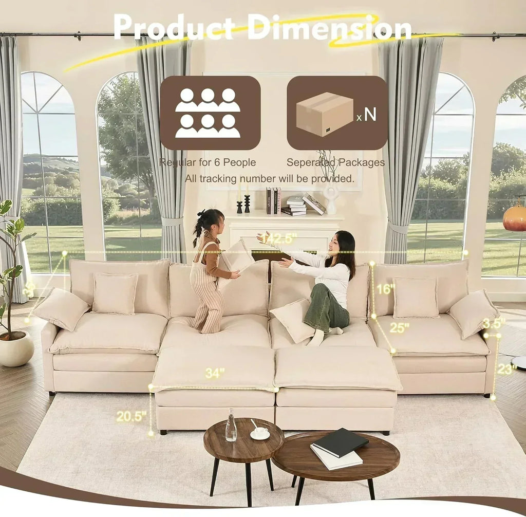 108 U-shaped sofa modular sofa three-seater comfortable cloud sofa