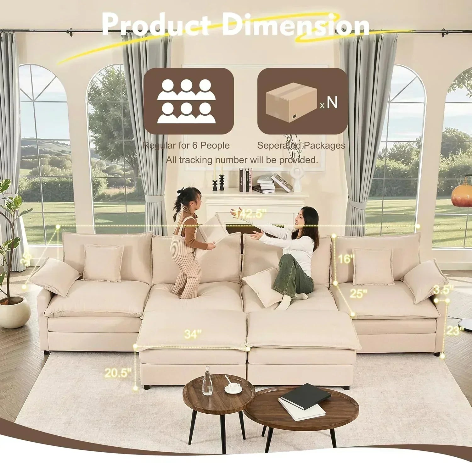 108 U-shaped sofa modular sofa three-seater comfortable cloud sofa