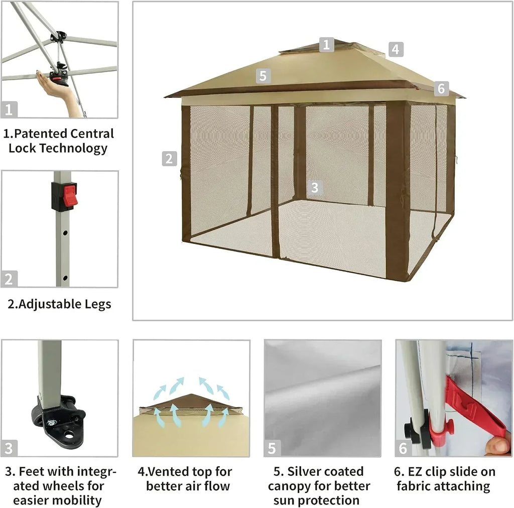 CROWN SHADES 13x13 Pop Up Gazebo Canopy Tent Gazebos on Clearance Outdoor Gazebo