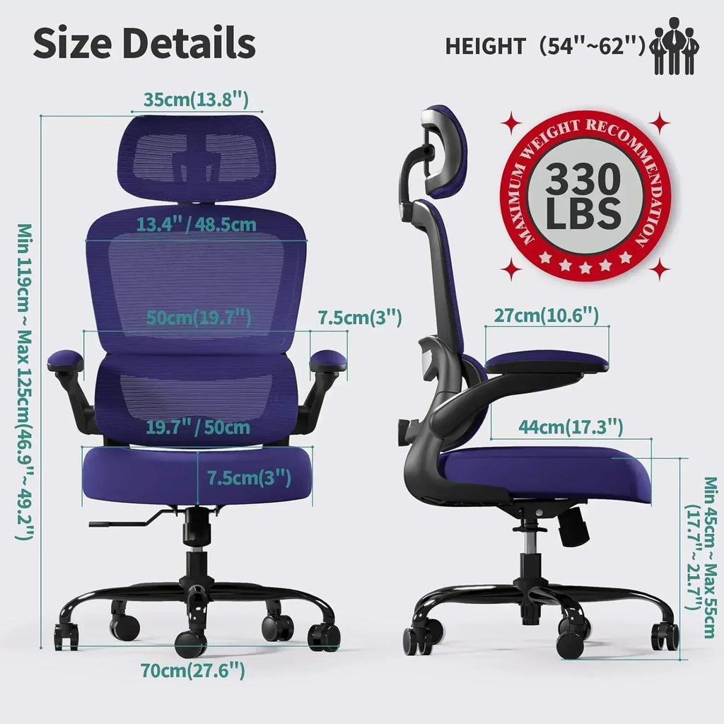 Office Chair Ergonomic Desk Chair 330 lbs Home Mesh Desk Chair Comfortable Gaming Chair