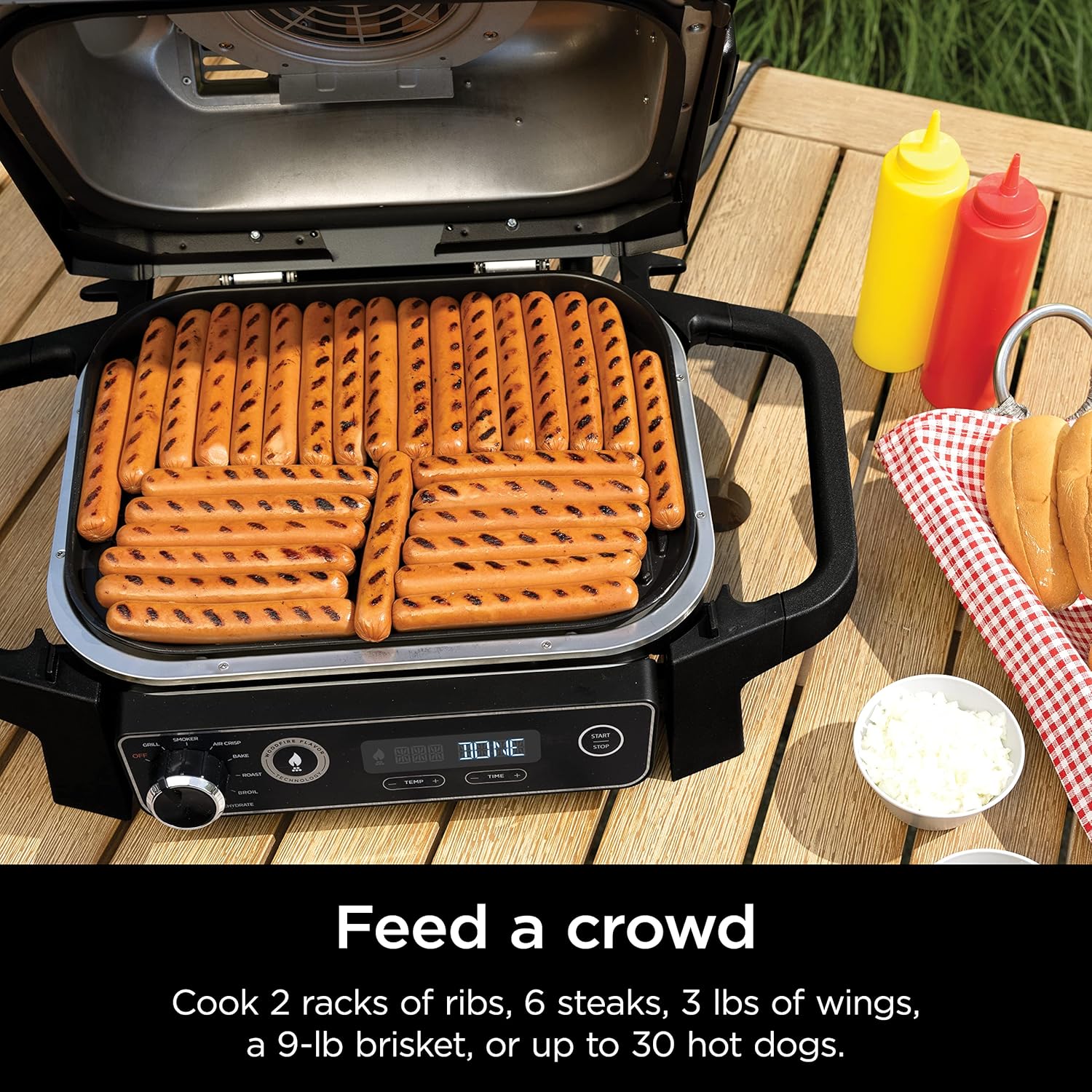 OG751 Woodfire Pro Outdoor Grill Built-In Thermometer 7-in-1 Master Grill BBQ Smoker Air Fryer