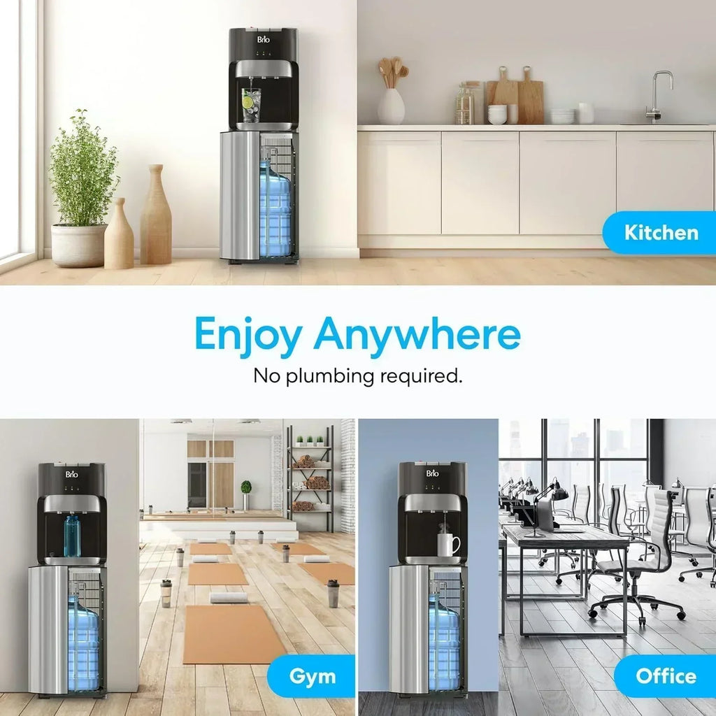 Bottom Loading Water Cooler Dispenser for 5 Gallon Bottles 3 Temperatures with Hot Room Cold Spouts