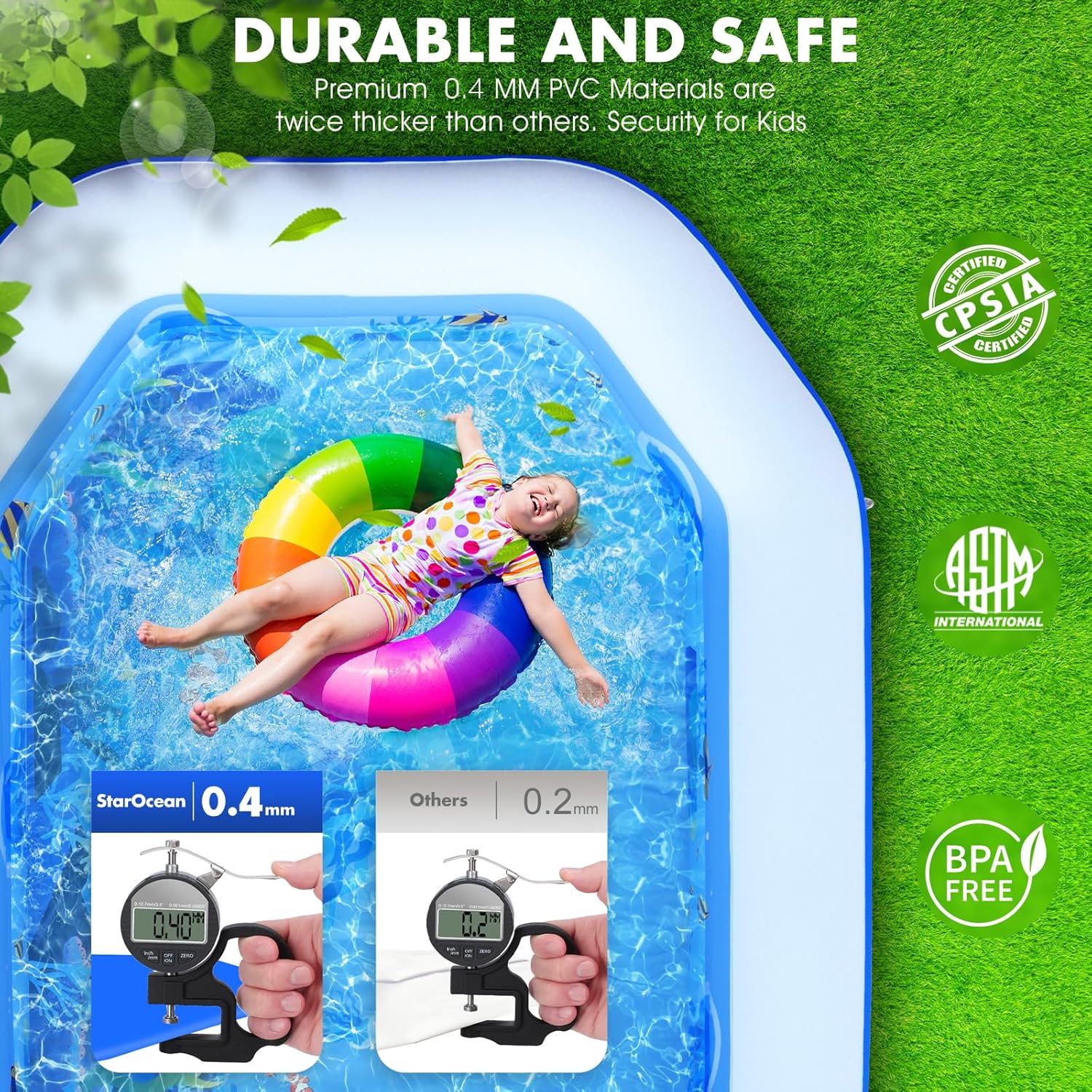 Inflatable Pool with Canopy, Large Inflatable Swimming Pool for Kids,Adult, Blow Up Pools with Seats,Backrest.Durable Thickened Inflatable Family Pools for Backyard,118x75x22-Dark Blue