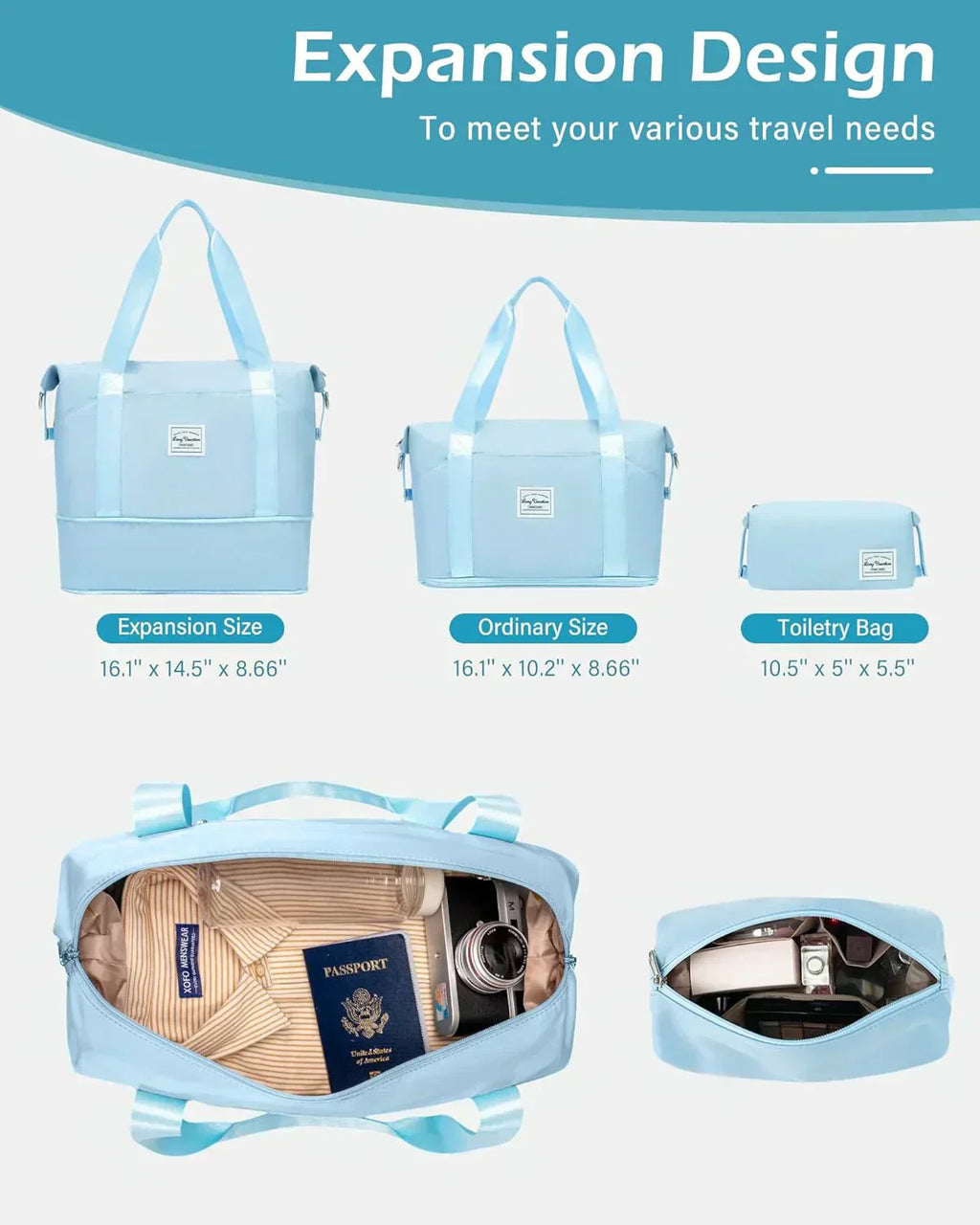 LONG VACATION 6 Piece Luggage Set Carry on Suitcase with ABS+PC hardshell Spinner Wheels