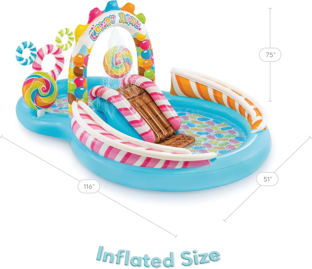 Intex 96 x 78 x 28 Inflatable Jungle Adventure Play Center Spray Kiddie Pool - Backyard Kids Water Slide, Outdoor Blow-Up Splash Pad for Toddlers