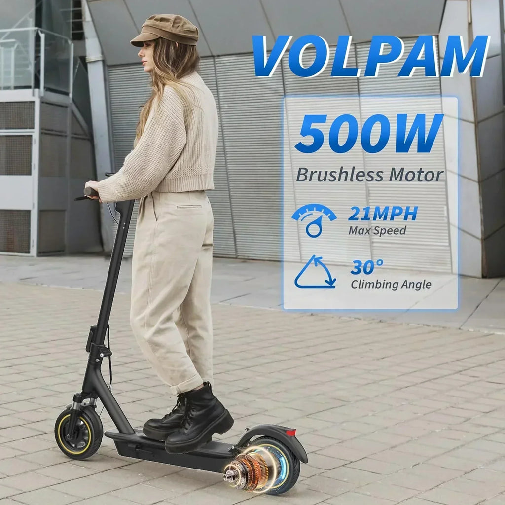 Volpam electric scooter Powerful electric motor Solid tires 28/21/12 mile range