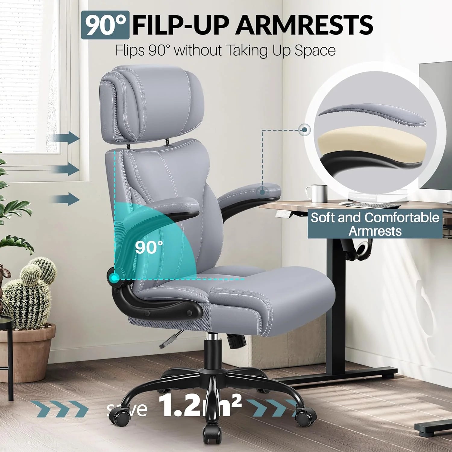 Office Chair Large High-Foot Computer Desk Chair, Breathable Leather Chair Lumbar Support Rotating Computer Chair