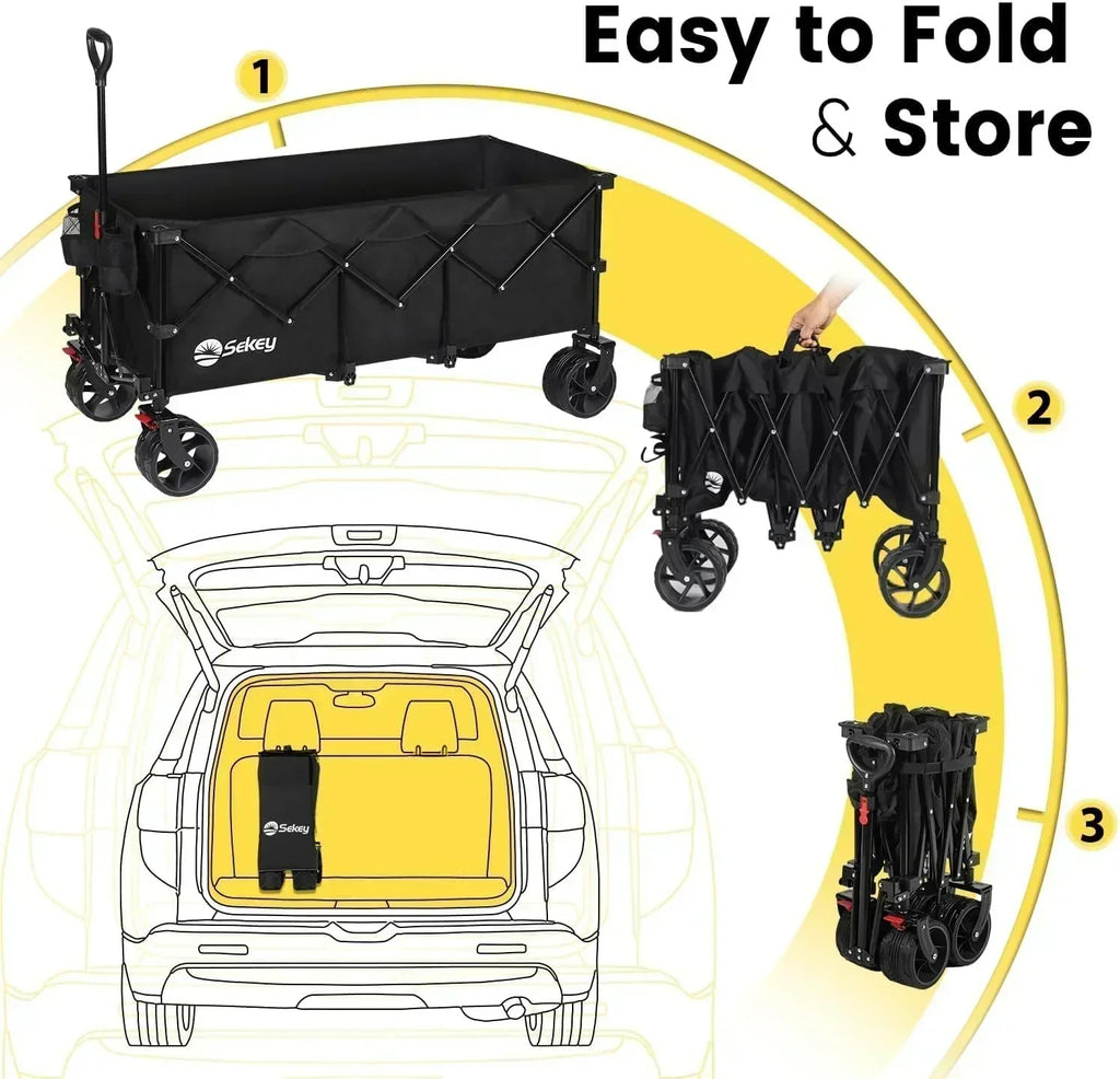 Sekey 48 Inch Long Foldable Extended Travel Cart 440 Lbs Folding Multi-Purpose Garden Cart