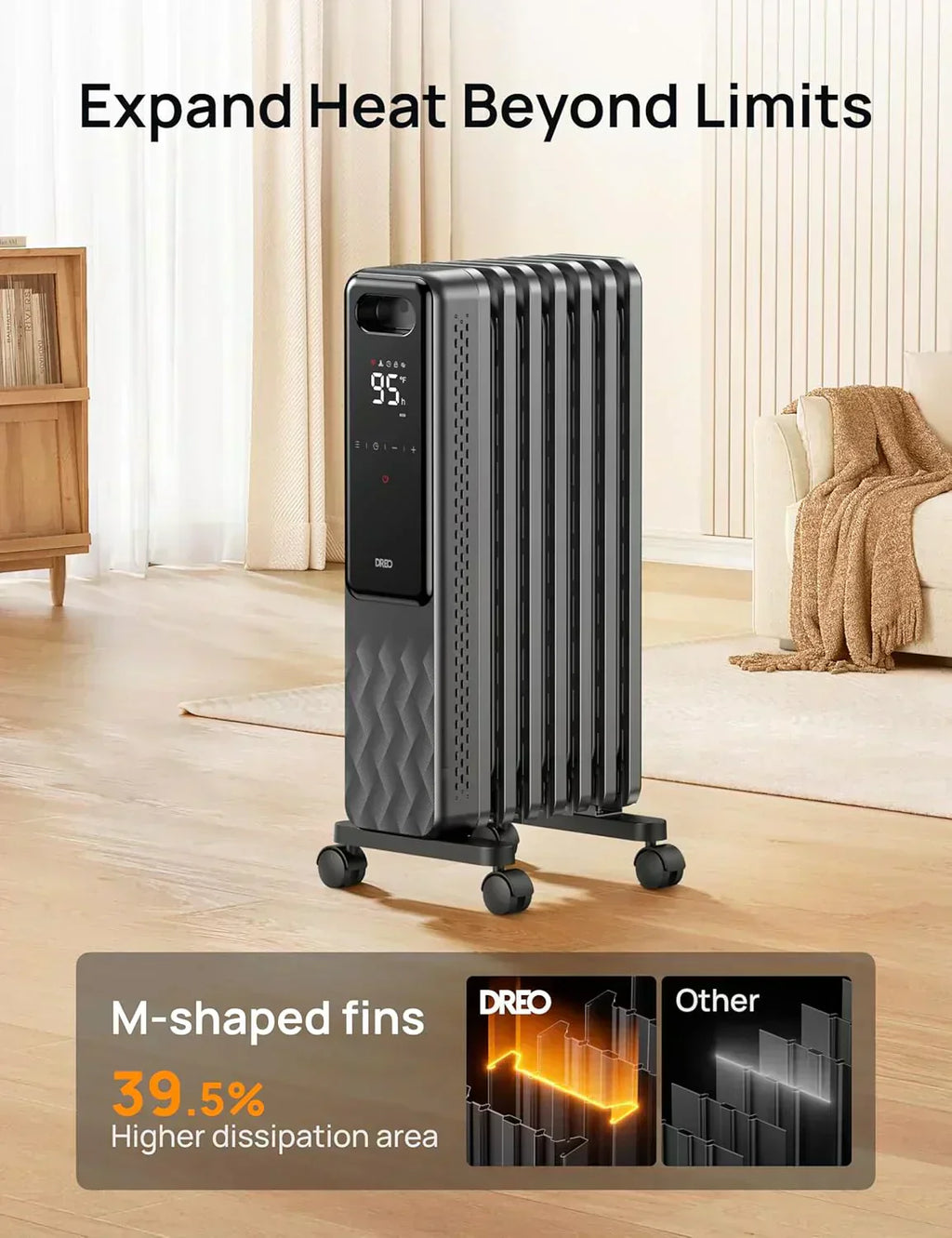 Indoor electric radiant heater with overheat and tip-over protection digital thermostat
