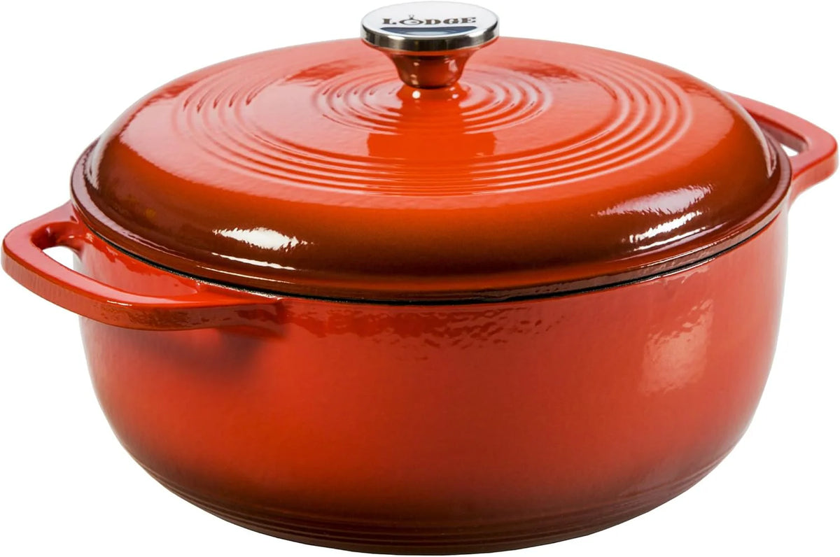 Lodge Essential Enamel Cast Iron Dutch Oven - Perfect for Bread Baking, Braising, Marinating & Slow Cooking - Features Moisture-Sealing Lid & Dual Handles - Kitchen Essentials - 6 Quarts - Caribbean Blue