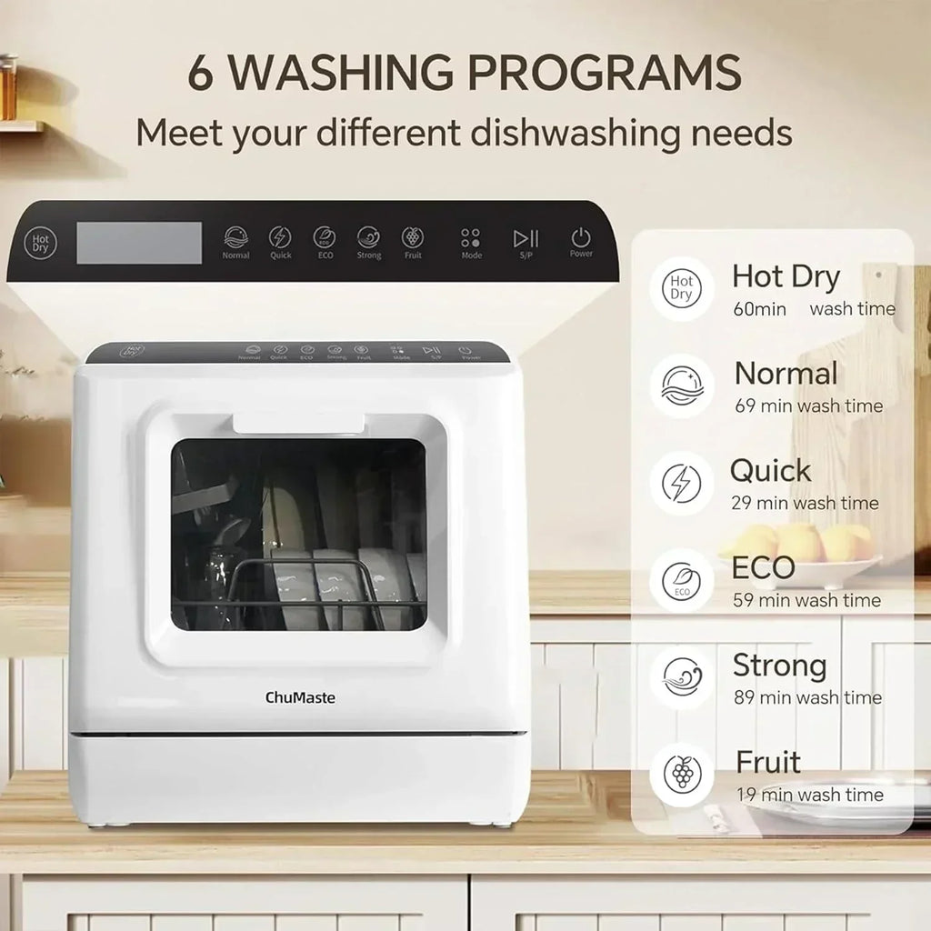 Mini countertop dishwasher Compact dishwasher Double spray arms Portable countertop dishwasher