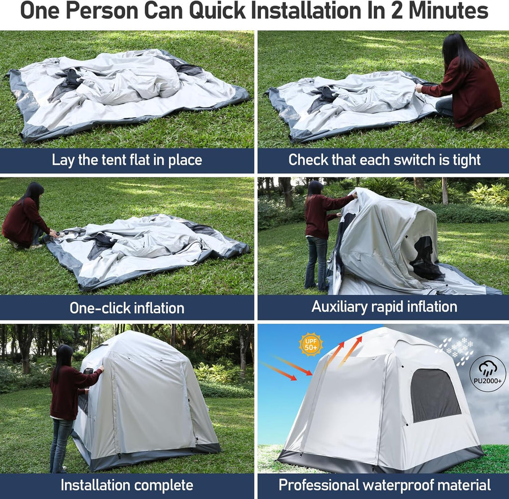 Automatic inflatable camping tent 3-4 people luxury camping adult waterproof inflatable house tent