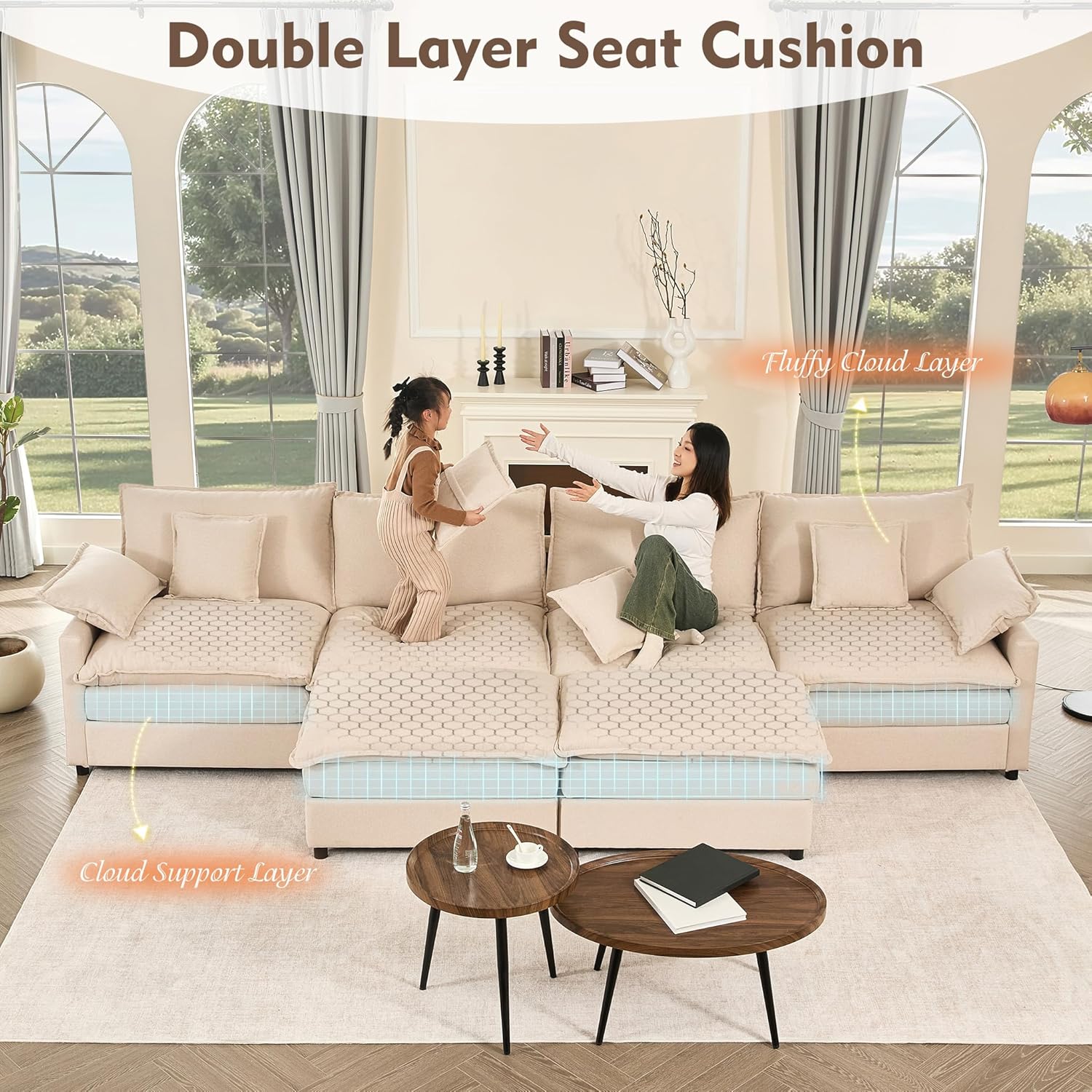 108 U-shaped sofa modular sofa Comfortable cloud sofa