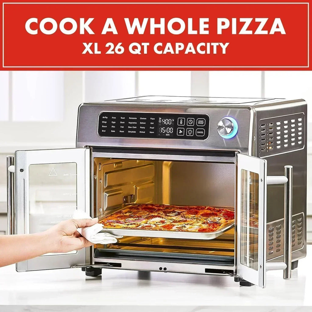 Extra Large French Door Air Fryer Toaster Oven Combo 24 Cooking Functions and Digital Controls