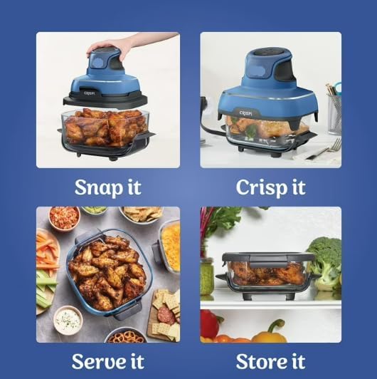 Ninja Crispi 5 in 1 Portable Glass Air Fryer Cooking System Small and large batch containers