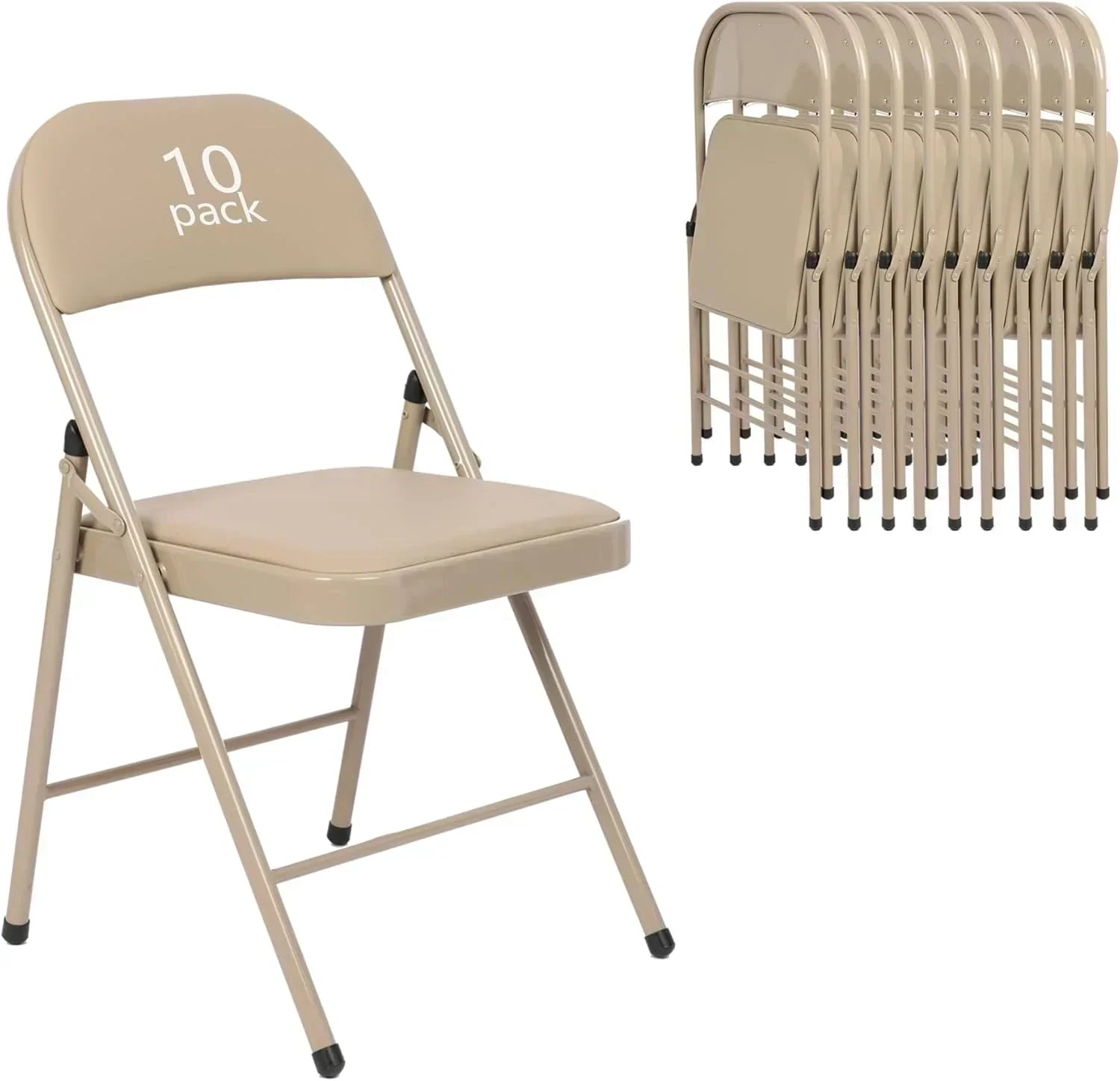 6 Pack Black Folding Chairs with Leather Chairs Events Office Wedding Party Upholstered Chairs