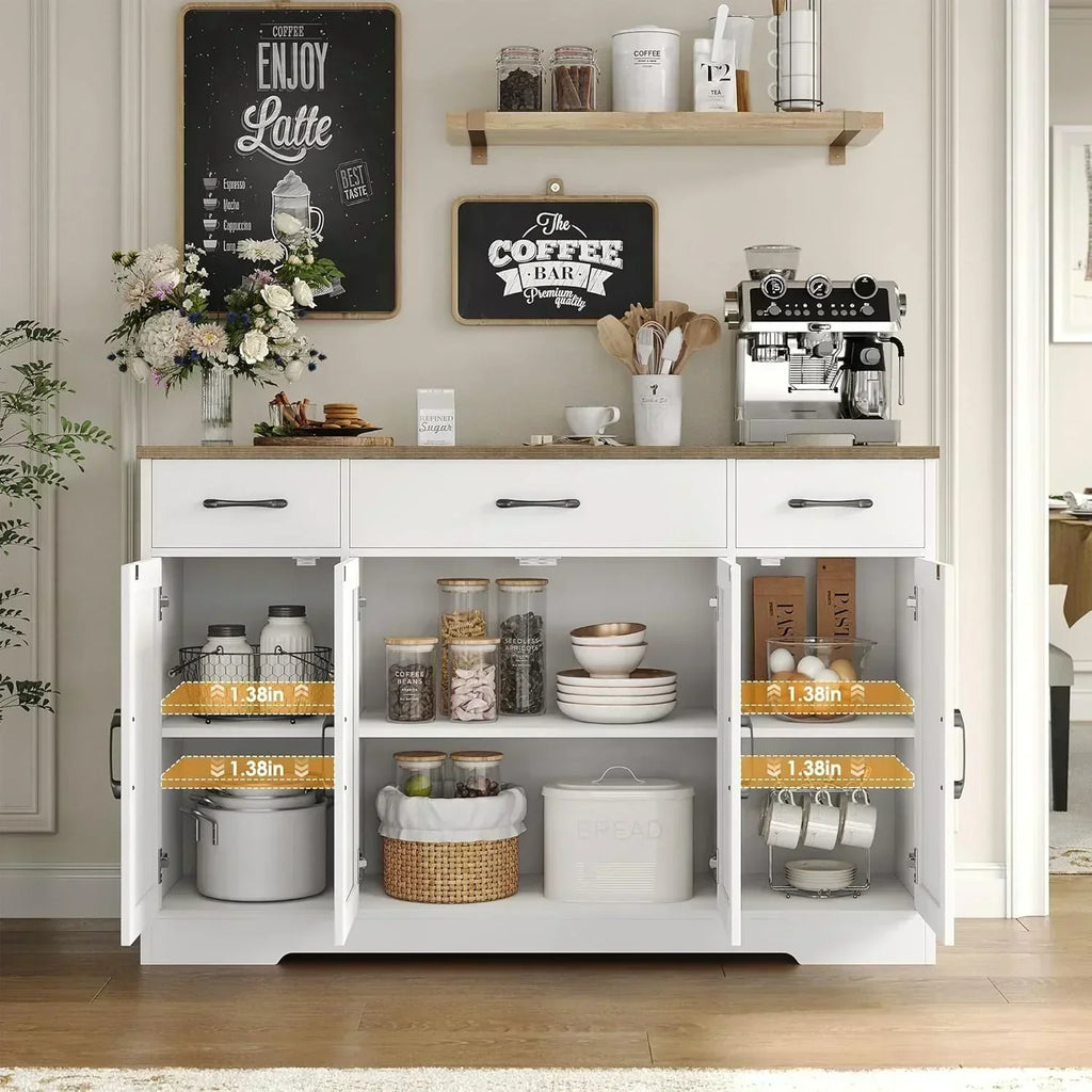 Sideboard with drawers large 55-inch sideboard modern farmhouse wood kitchen dining table