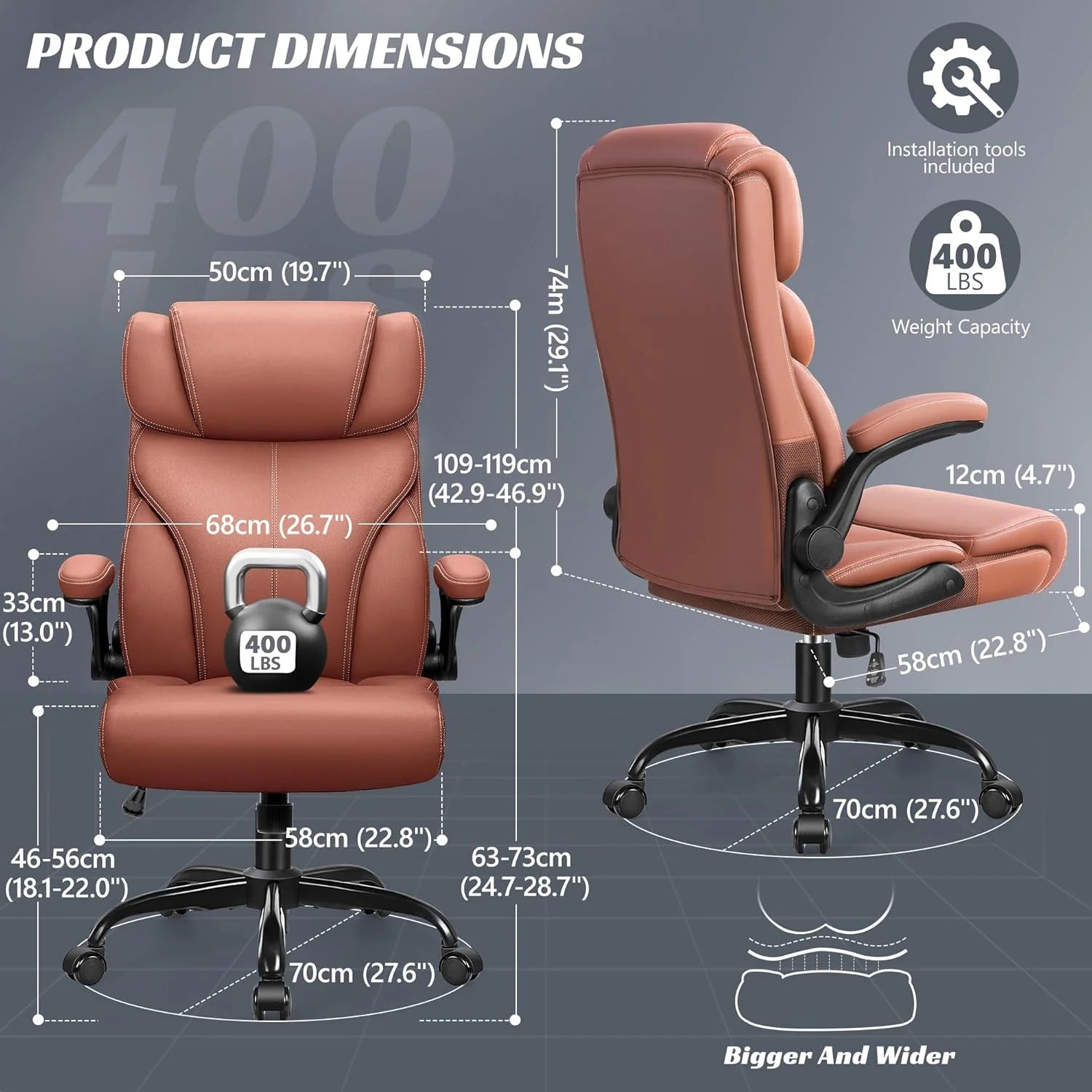 Office Chair Large High-Foot Computer Desk Chair, Breathable Leather Chair Lumbar Support Rotating Computer Chair