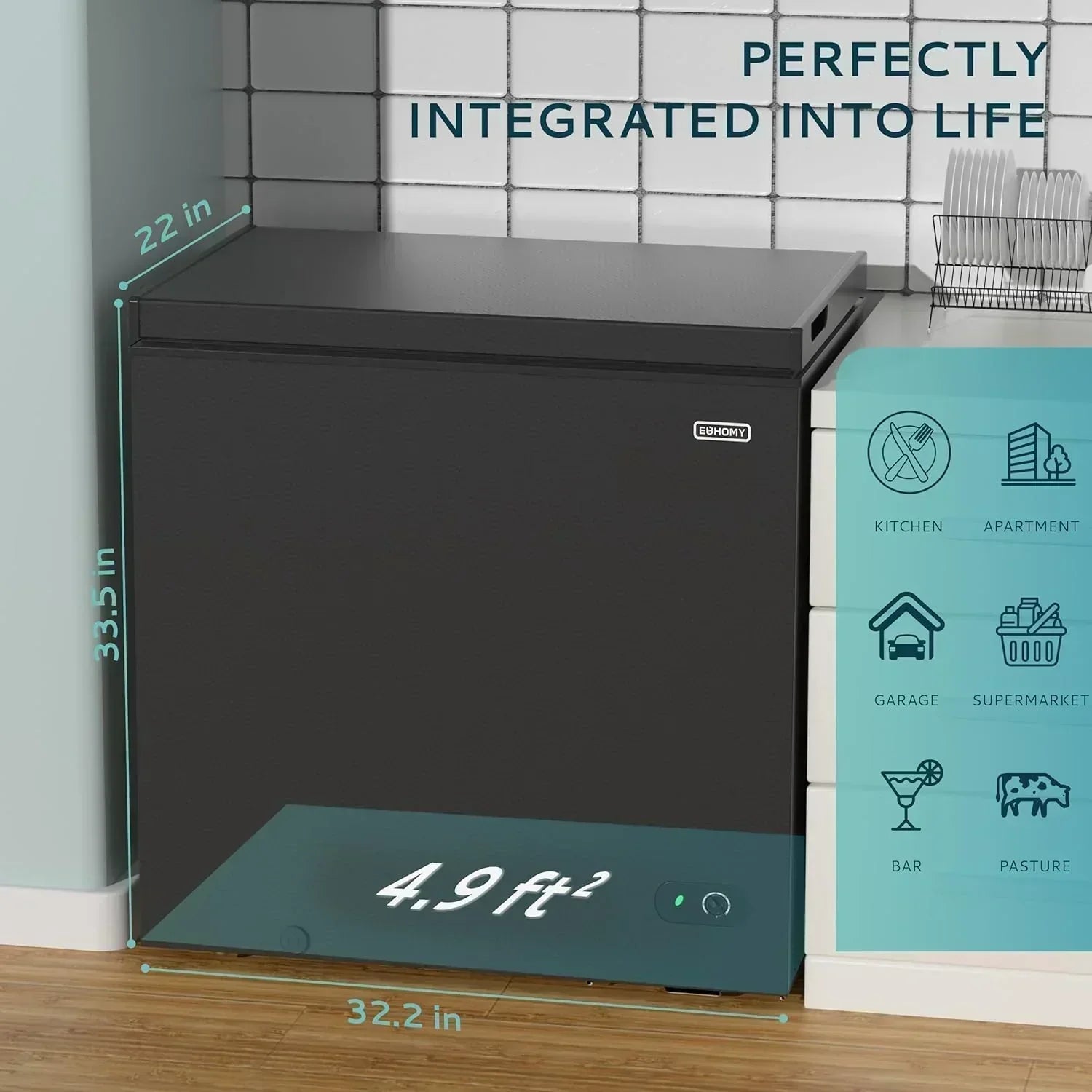 EUHOMY 3.5 Cu.Ft Chest Freezer with Removable Basket Small Deep Freezer Adjustable 7 Thermostat