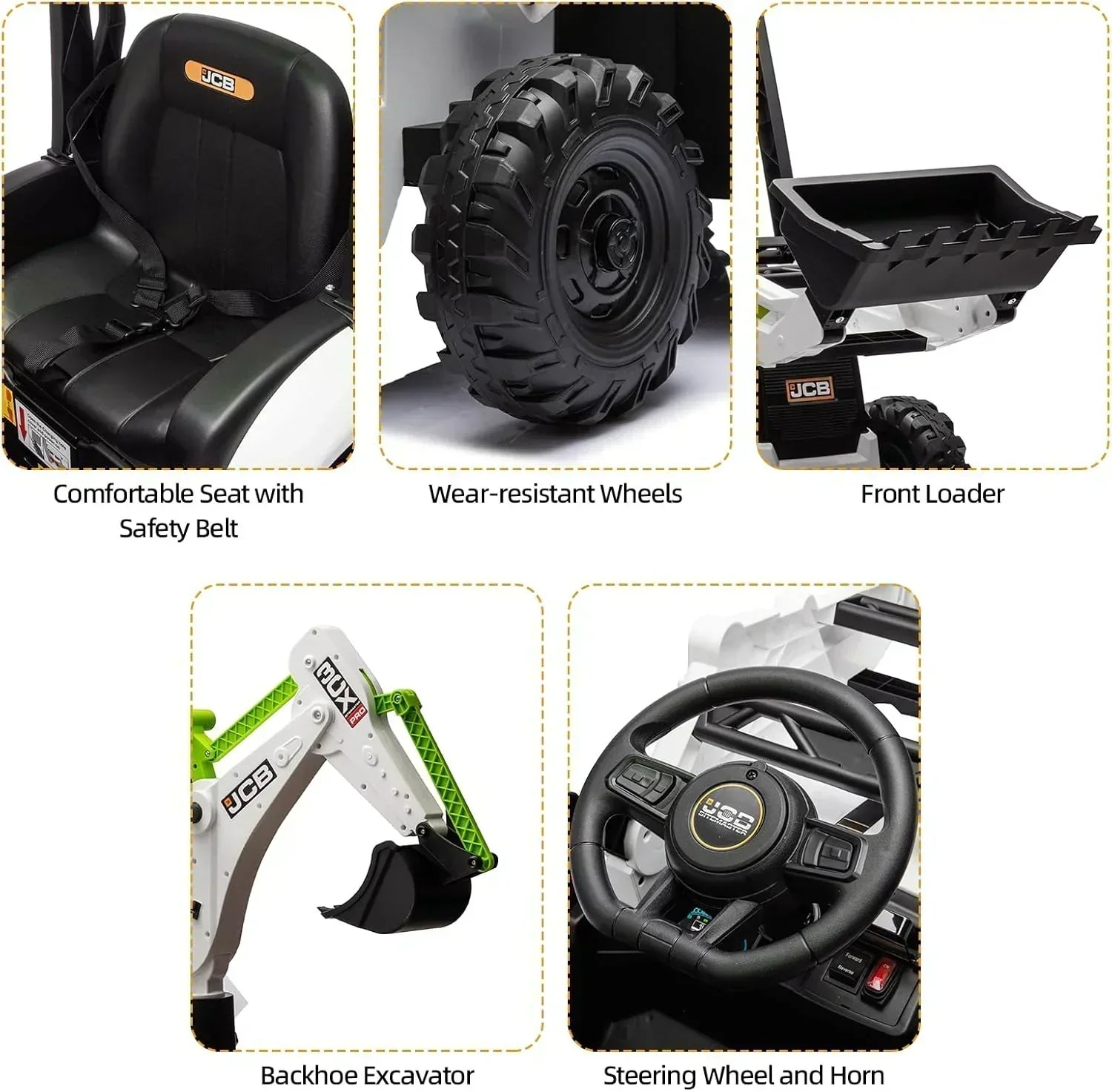 12V JCB Ride On Excavator Ride on Toys for Kids 4-8 Electric Car for Kids with Tractor