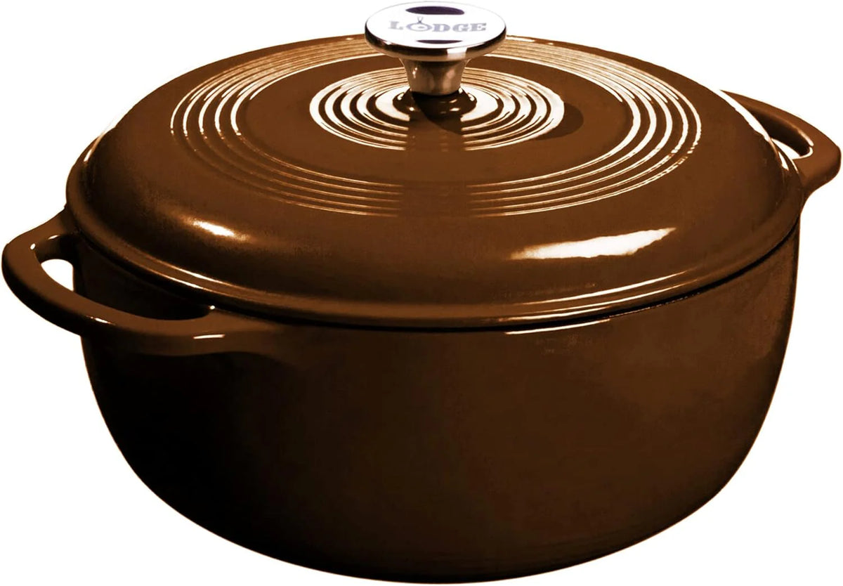 Lodge Essential Enamel Cast Iron Dutch Oven - Perfect for Bread Baking, Braising, Marinating & Slow Cooking - Features Moisture-Sealing Lid & Dual Handles - Kitchen Essentials - 6 Quarts - Caribbean Blue
