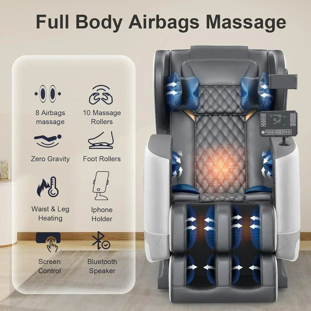 Full Body Massage Chair Zero Gravity Massage Chair with 10 Fixed Rollers Heating Foot Massage