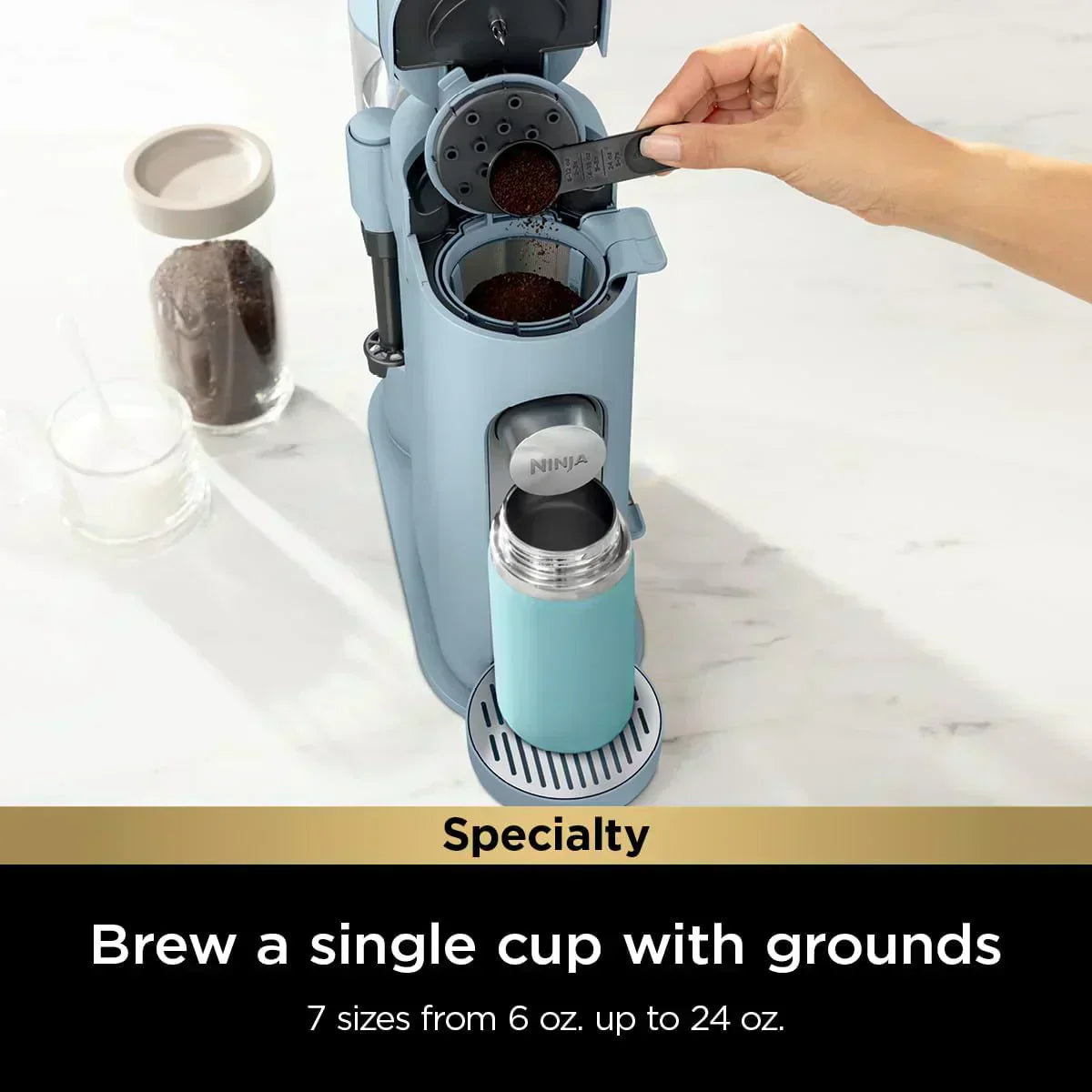 Ninja Pods Grounds Single-Serve Coffee Maker K-Cup Pod Compatible Brews Grounds Compact Design