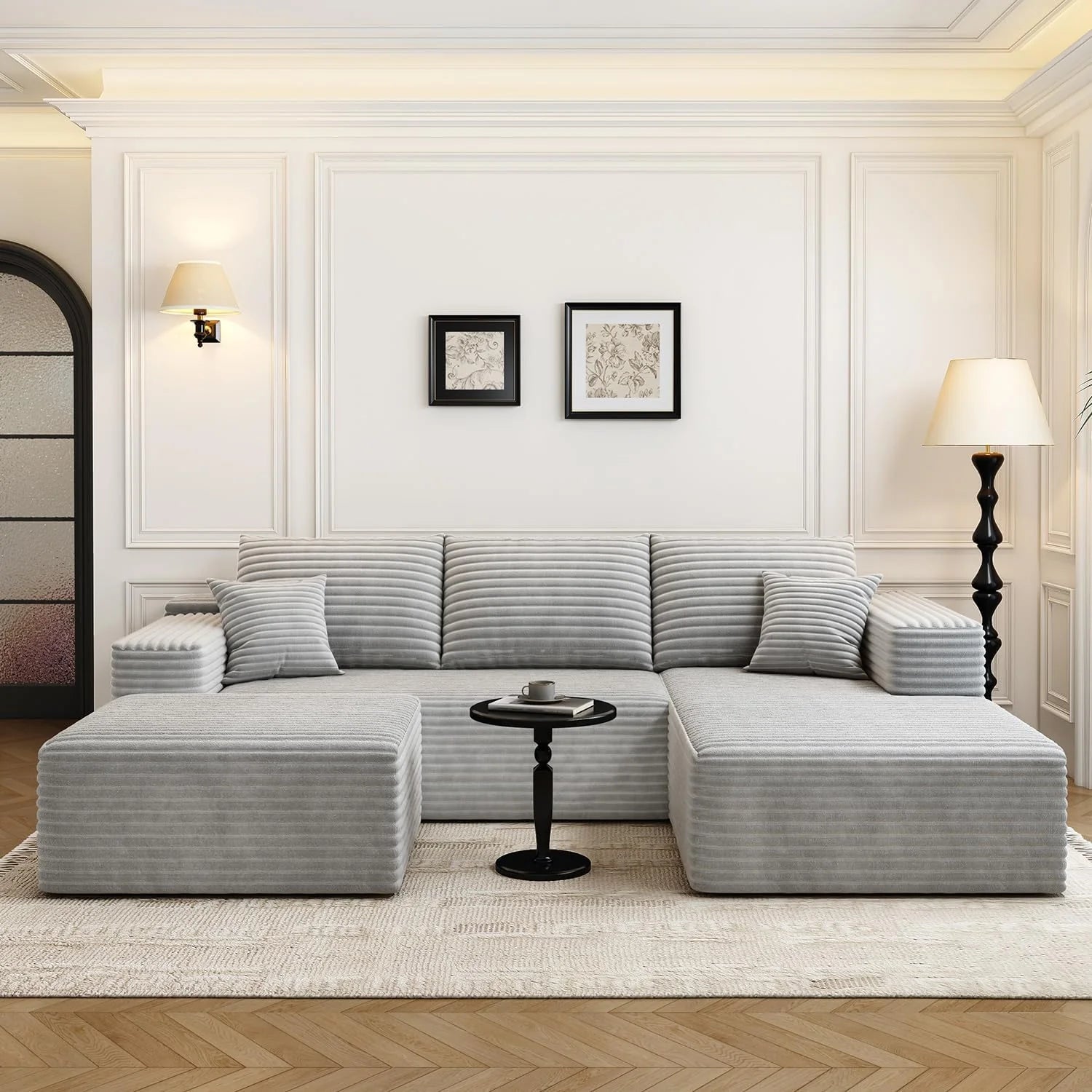 107.5 inch Cloud Modular Sectional Sofa with L-Shaped Chaise Lounge, Modern Minimalist Upholstered Sofa Deep Seating Corner Sofa