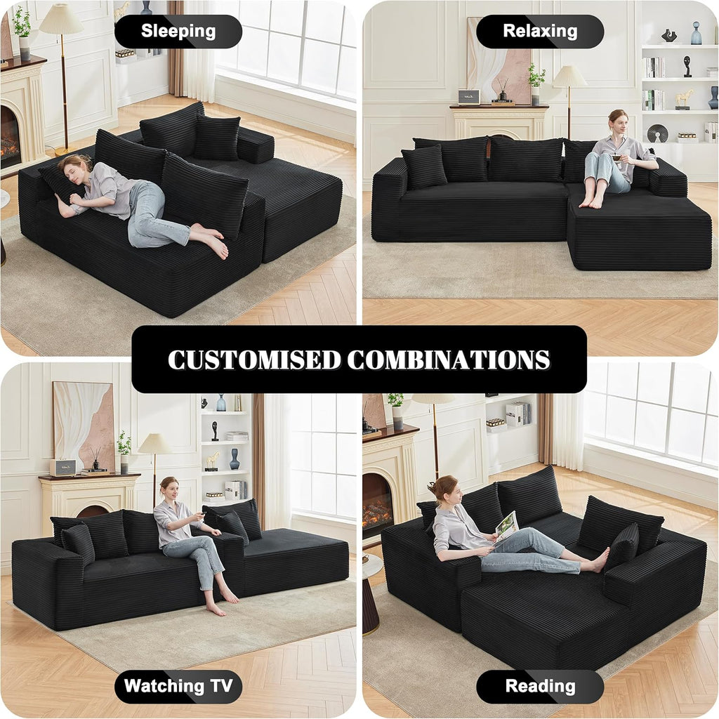 110-inch cloud sofa boneless sofa in the living room modular sofa with deep seats
