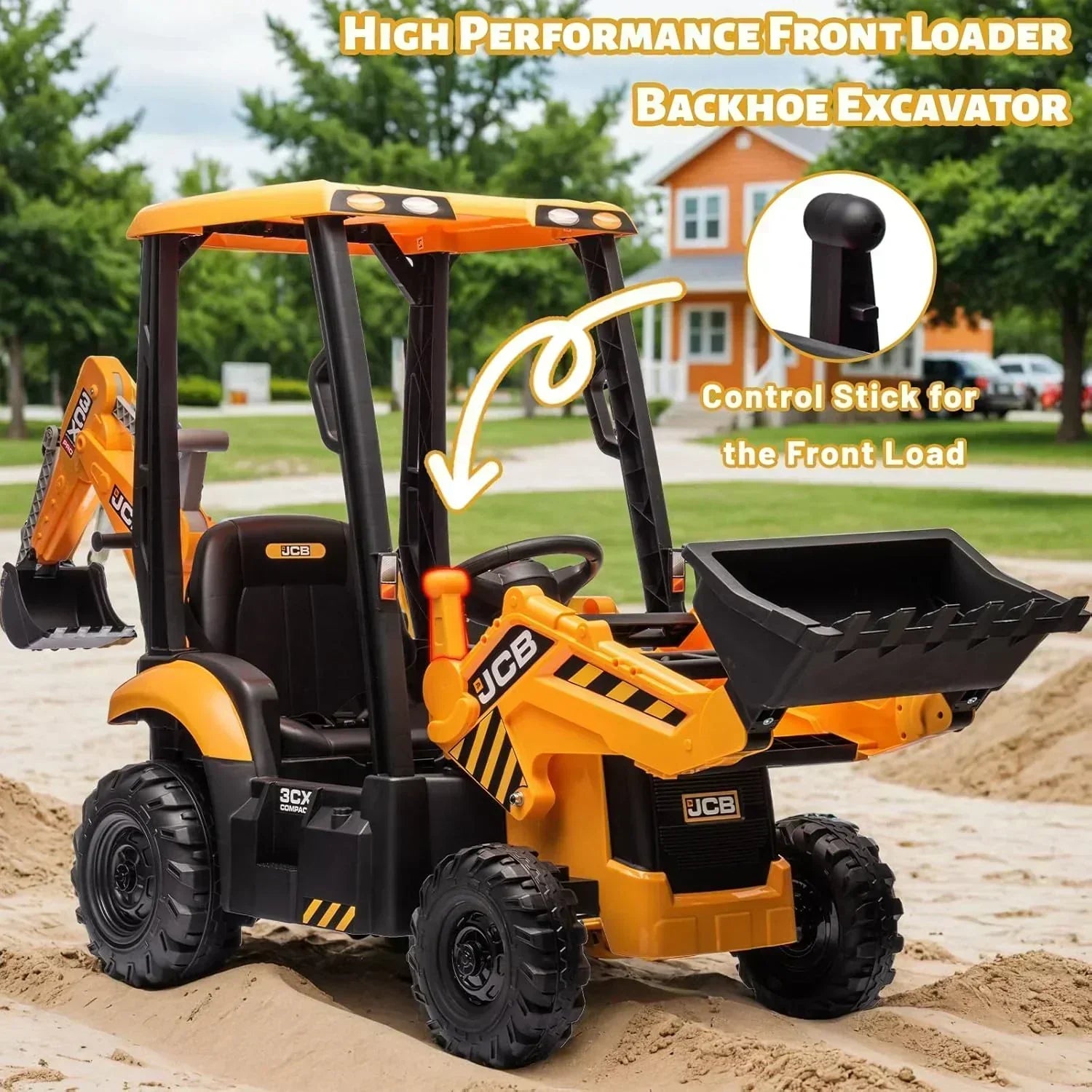 12V JCB Ride On Excavator Ride on Toys for Kids 4-8 Electric Car for Kids with Tractor