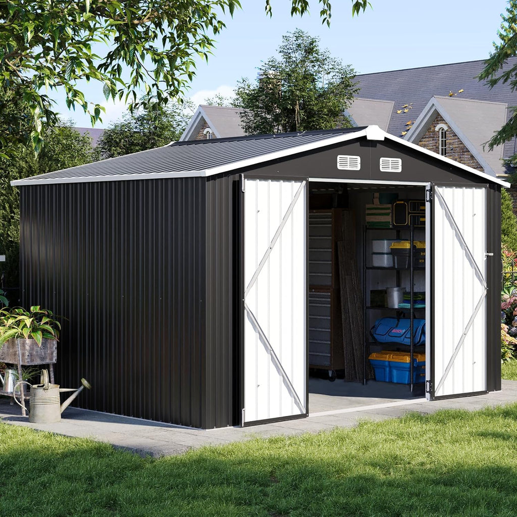 Aoxun 6.2x4ft Shed Outdoor Storage Shed with Lockable Door Metal Garden Tool Shed