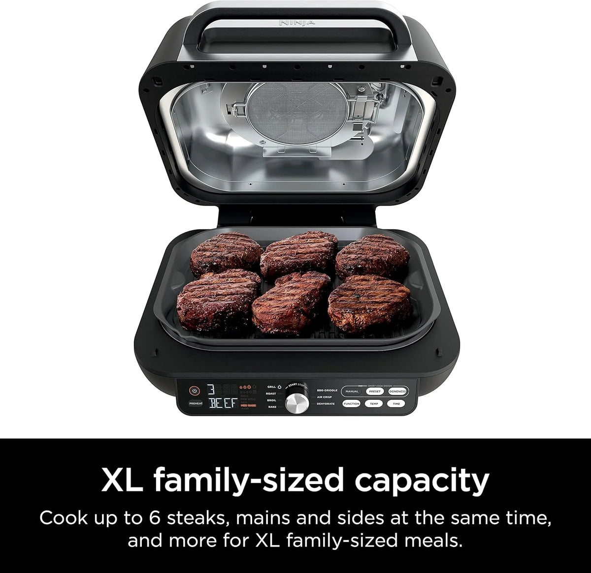 Ninja Foodi Smart XL 6-in-1 Indoor Grill with Air Fry, Bake, Roast, Broil, and Dehydrate, Smart Thermometer