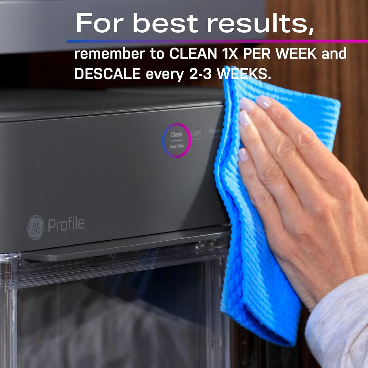 GE Profile Opal 2.0 with 0.75 Gallon Tank, Chewable Crunchable Countertop Nugget Ice Maker, Scoop included, 38 lbs in 24 hours, Pellet Ice Machine with WiFi & Smart Connected, Stainless Steel