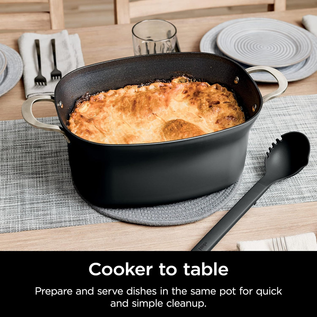 Ninja Slow Cooker 8.5 Quart Multi Cooker with Dutch oven steamer glass lid with integrated spoon