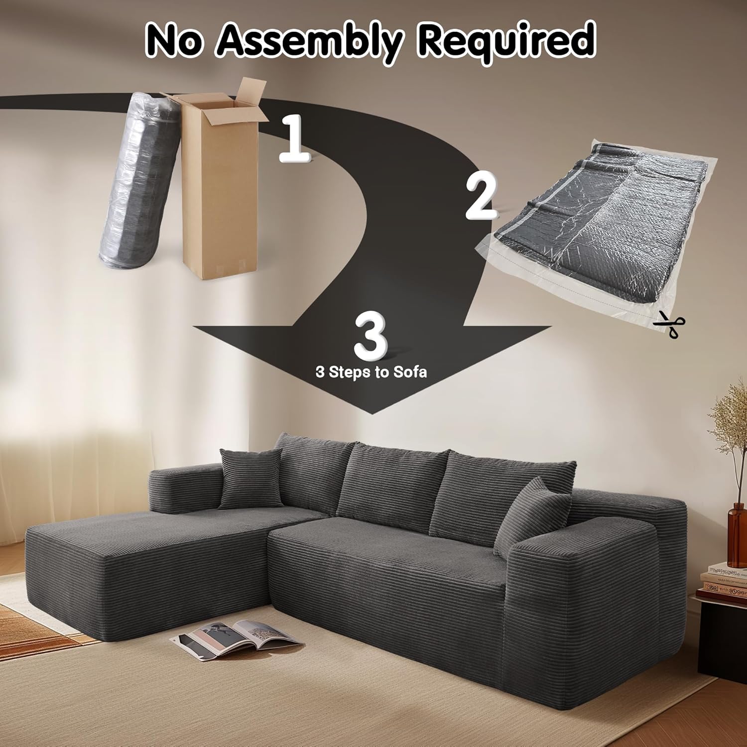 Ovios 104 Cloud Section Sofa L-shaped lounge chair, modern modular sofa