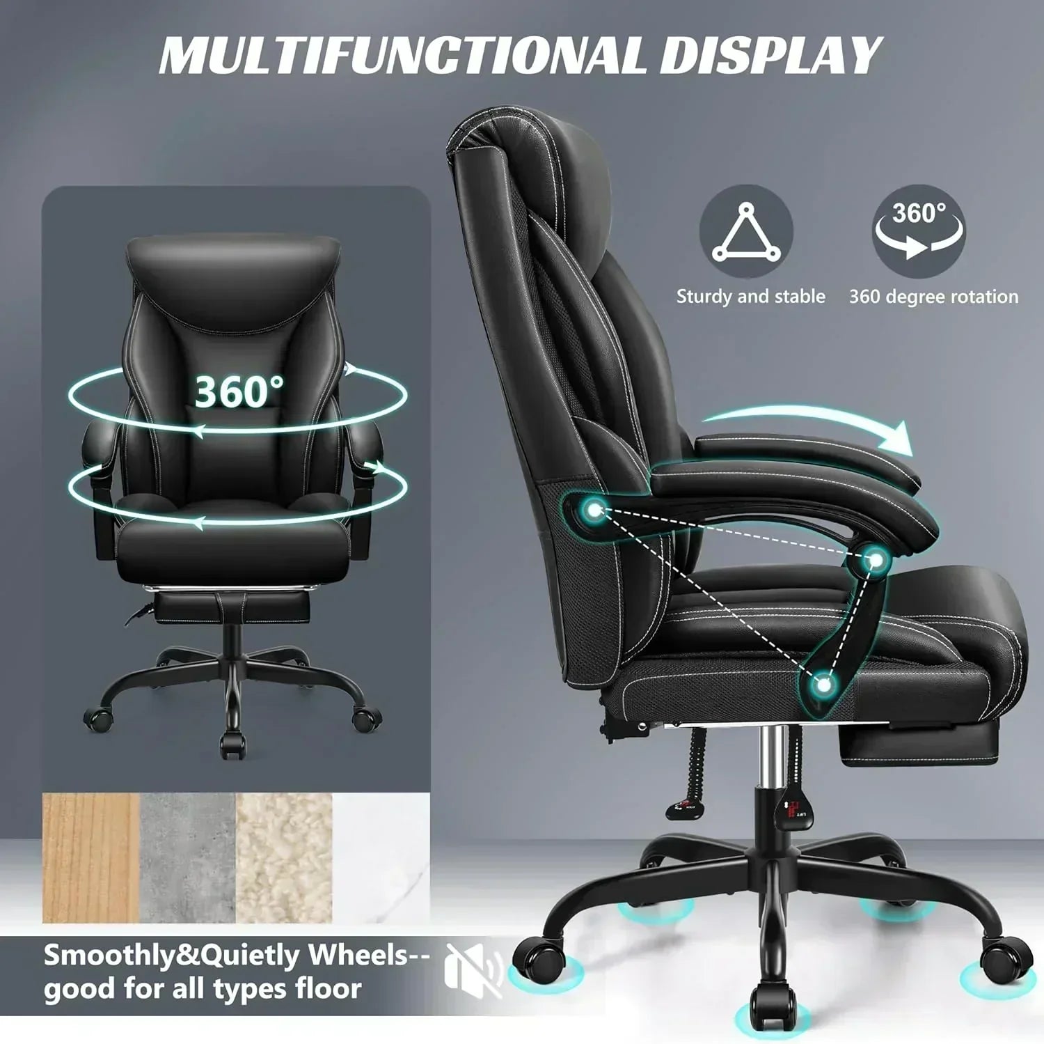 Office Chair Large High-Foot Computer Desk Chair Chair Lumbar Support Rotating Computer Chair