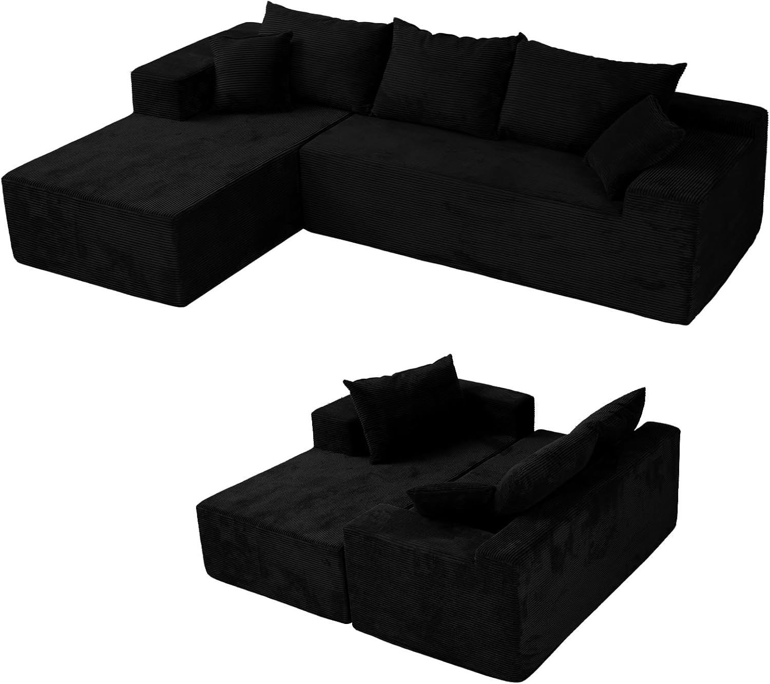 Cloud sofa with L-shaped lounge chair modern modular sofa with deep seats
